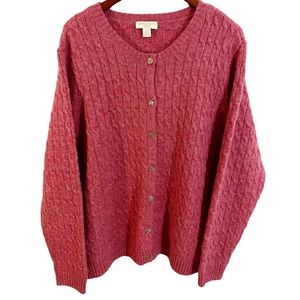 Appleseeds Pink Watermelon Knit Wool Cardigan Sweater Button Up.